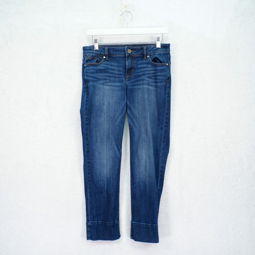 White House Black Market The Slim Crop Blue Denim Jeans -2 ‎ 29.5 / 25- Mid Rise